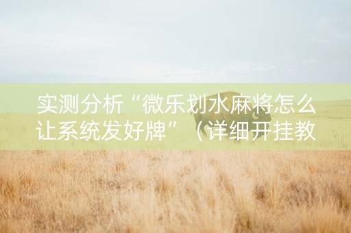 实测分析“微乐划水麻将怎么让系统发好牌”（详细开挂教程）-哔哩哔哩