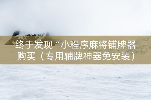 终于发现“小程序麻将铺牌器购买（专用辅牌神器免安装）