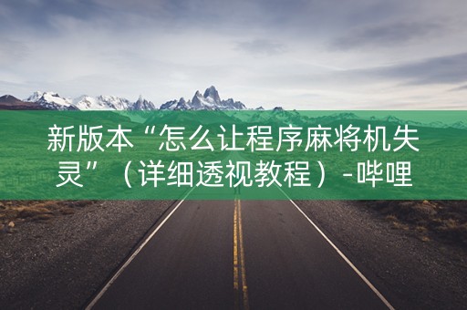 新版本“怎么让程序麻将机失灵”（详细透视教程）-哔哩哔哩