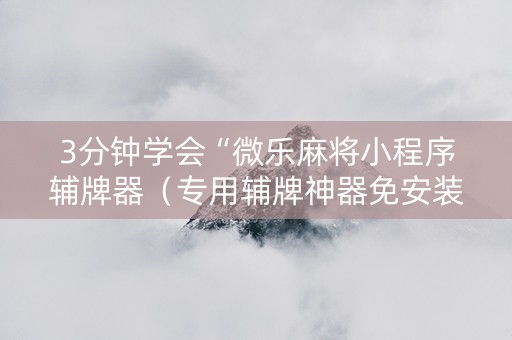 3分钟学会“微乐麻将小程序辅牌器（专用辅牌神器免安装）