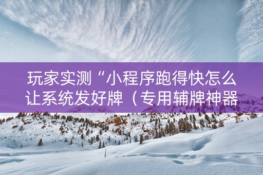 玩家实测“小程序跑得快怎么让系统发好牌（专用辅牌神器免安装）