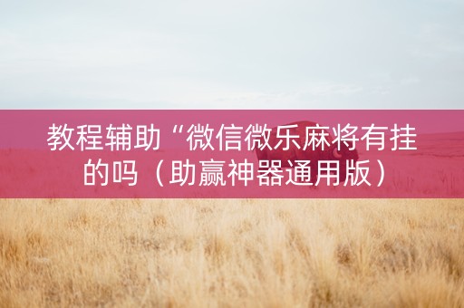 教程辅助“微信微乐麻将有挂的吗（助赢神器通用版）