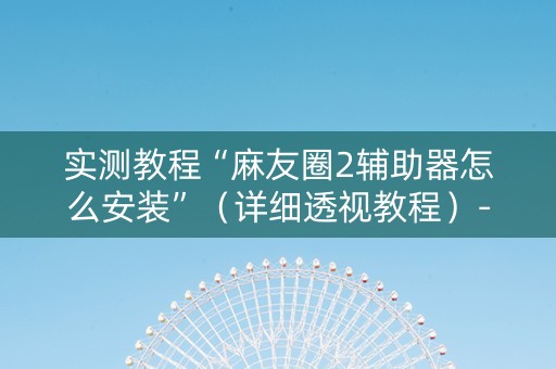 实测教程“麻友圈2辅助器怎么安装”（详细透视教程）-哔哩哔哩