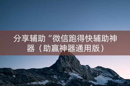 分享辅助“微信跑得快辅助神器（助赢神器通用版）