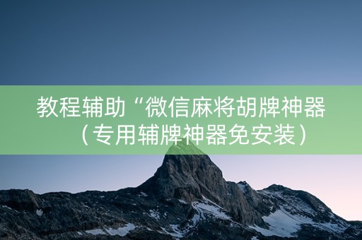 教程辅助“微信麻将胡牌神器（专用辅牌神器免安装）