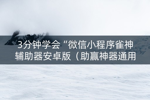 3分钟学会“微信小程序雀神辅助器安卓版（助赢神器通用版）