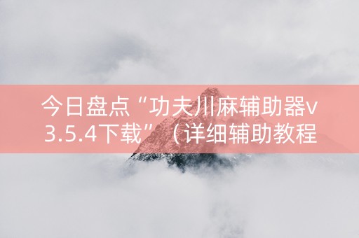 今日盘点“功夫川麻辅助器v3.5.4下载”（详细辅助教程）-哔哩哔哩