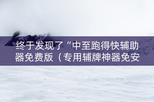 终于发现了“中至跑得快辅助器免费版（专用辅牌神器免安装）