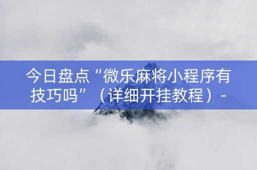 今日盘点“微乐麻将小程序有技巧吗”（详细开挂教程）-哔哩哔哩