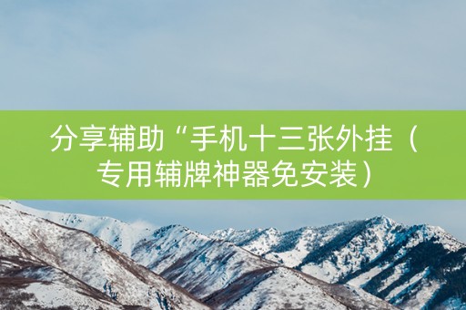 分享辅助“手机十三张外挂（专用辅牌神器免安装）