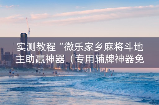 实测教程“微乐家乡麻将斗地主助赢神器（专用辅牌神器免安装）