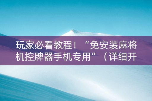 玩家必看教程！“免安装麻将机控牌器手机专用”（详细开挂教程）-哔哩哔哩