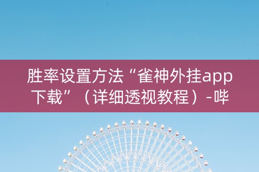 胜率设置方法“雀神外挂app下载”（详细透视教程）-哔哩哔哩