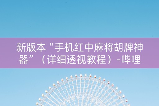 新版本“手机红中麻将胡牌神器”（详细透视教程）-哔哩哔哩