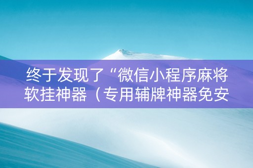 终于发现了“微信小程序麻将软挂神器（专用辅牌神器免安装）