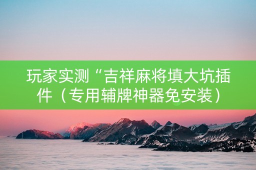 玩家实测“吉祥麻将填大坑插件（专用辅牌神器免安装）