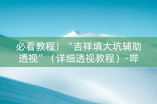 必看教程！“吉祥填大坑辅助透视”（详细透视教程）-哔哩哔哩