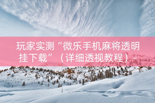 玩家实测“微乐手机麻将透明挂下载”（详细透视教程）-哔哩哔哩