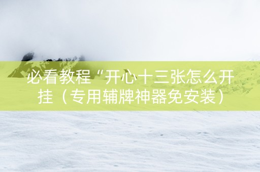必看教程“开心十三张怎么开挂（专用辅牌神器免安装）