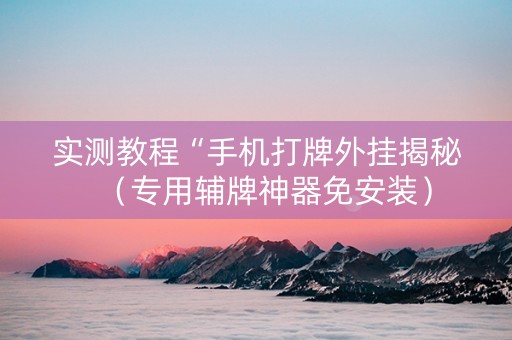 实测教程“手机打牌外挂揭秘（专用辅牌神器免安装）