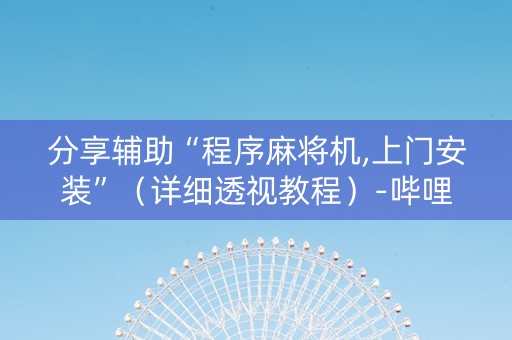 分享辅助“程序麻将机,上门安装”（详细透视教程）-哔哩哔哩
