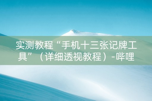 实测教程“手机十三张记牌工具”（详细透视教程）-哔哩哔哩