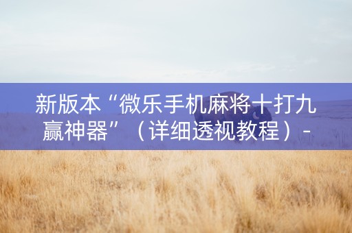 新版本“微乐手机麻将十打九赢神器”（详细透视教程）-哔哩哔哩