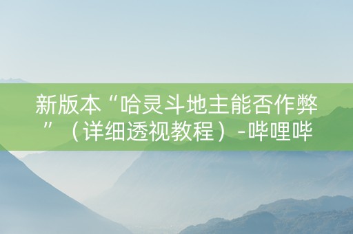 新版本“哈灵斗地主能否作弊”（详细透视教程）-哔哩哔哩