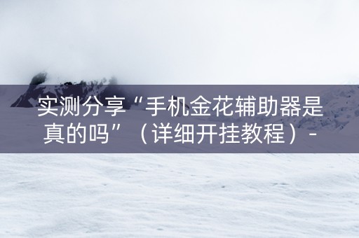 实测分享“手机金花辅助器是真的吗”（详细开挂教程）-哔哩哔哩