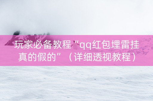 玩家必备教程“qq红包埋雷挂真的假的”（详细透视教程）-哔哩哔哩