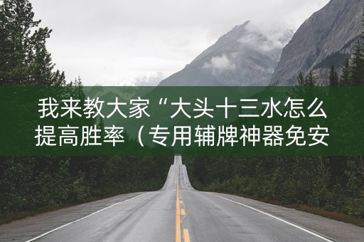 我来教大家“大头十三水怎么提高胜率（专用辅牌神器免安装）
