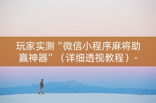 玩家实测“微信小程序麻将助赢神器”（详细透视教程）-哔哩哔哩