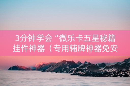 3分钟学会“微乐卡五星秘籍挂件神器（专用辅牌神器免安装）