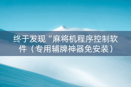终于发现“麻将机程序控制软件（专用辅牌神器免安装）