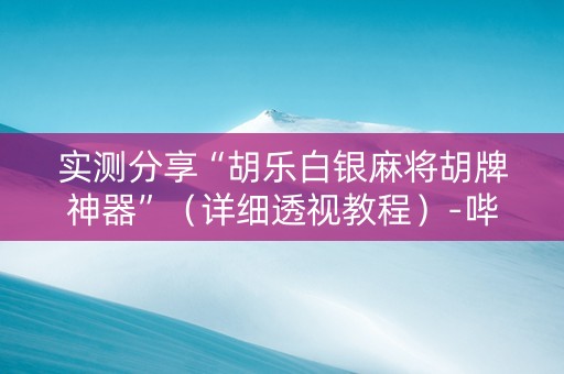 实测分享“胡乐白银麻将胡牌神器”（详细透视教程）-哔哩哔哩