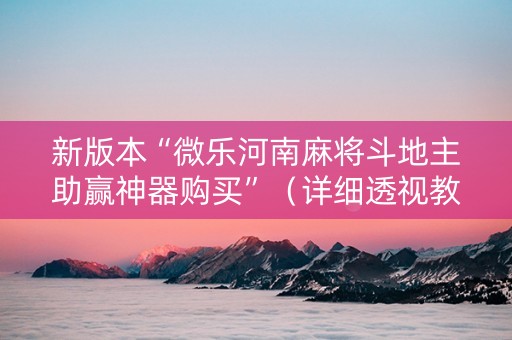 新版本“微乐河南麻将斗地主助赢神器购买”（详细透视教程）-哔哩哔哩
