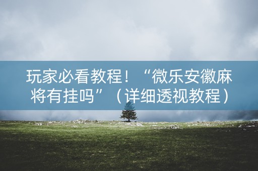 玩家必看教程！“微乐安徽麻将有挂吗”（详细透视教程）-哔哩哔哩