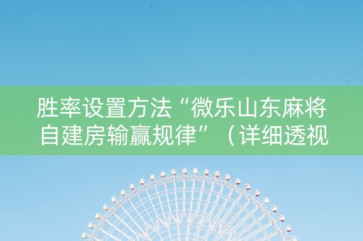 胜率设置方法“微乐山东麻将自建房输赢规律”（详细透视教程）-哔哩哔哩