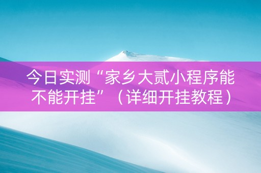 今日实测“家乡大贰小程序能不能开挂”（详细开挂教程）-哔哩哔哩
