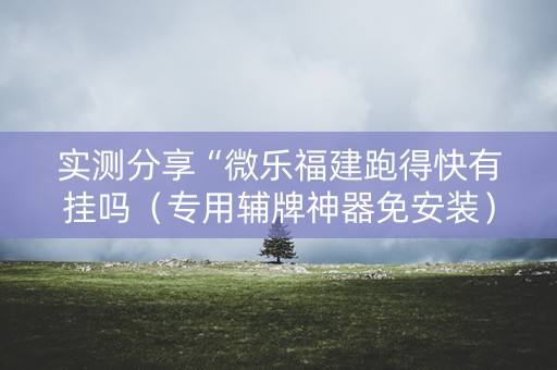 实测分享“微乐福建跑得快有挂吗（专用辅牌神器免安装）