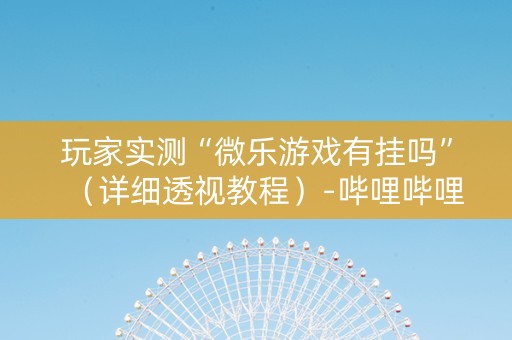 玩家实测“微乐游戏有挂吗”（详细透视教程）-哔哩哔哩