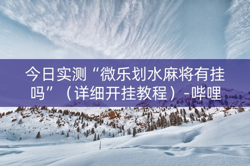 今日实测“微乐划水麻将有挂吗”（详细开挂教程）-哔哩哔哩