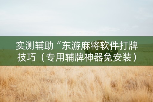 实测辅助“东游麻将软件打牌技巧（专用辅牌神器免安装）