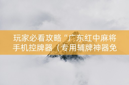 玩家必看攻略“广东红中麻将手机控牌器（专用辅牌神器免安装）