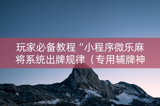 玩家必备教程“小程序微乐麻将系统出牌规律（专用辅牌神器免安装）