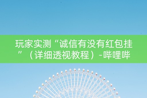 玩家实测“诚信有没有红包挂”（详细透视教程）-哔哩哔哩