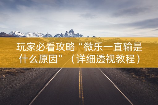玩家必看攻略“微乐一直输是什么原因”（详细透视教程）-哔哩哔哩