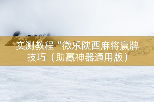 实测教程“微乐陕西麻将赢牌技巧（助赢神器通用版）