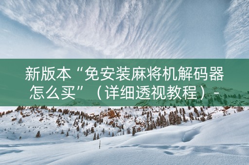 新版本“免安装麻将机解码器怎么买”（详细透视教程）-哔哩哔哩