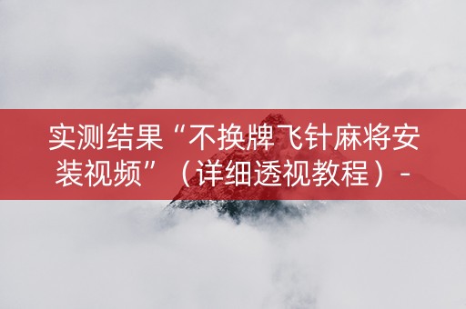 实测结果“不换牌飞针麻将安装视频”（详细透视教程）-哔哩哔哩